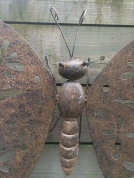 Metallschmetterling - robust - braun - große Wanddekoration