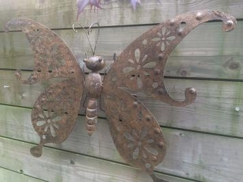 Metallschmetterling - robust - braun - große Wanddekoration