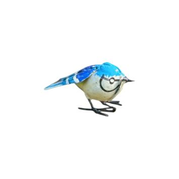 Blauwe gaai, vogel beeldje in kleur, ijzer