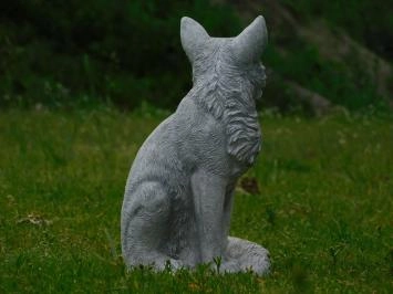 Vos, stenen tuinbeeld, steen wit, dierenfiguur