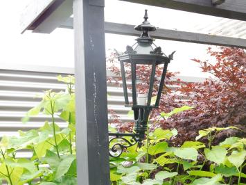 Wandlamp, groen - aluminium, decoratieve arm + middel kap - tuindecoratie