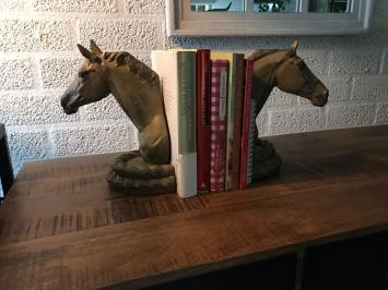 2 Pferdestatuen als Buchstützen, massives Eisen