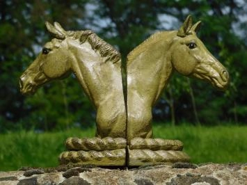 2 Pferdestatuen als Buchstützen, massives Eisen