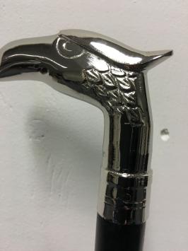 Wandelstok hardhout met nikkelen adelaar handvat