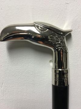Wandelstok hardhout met nikkelen adelaar handvat