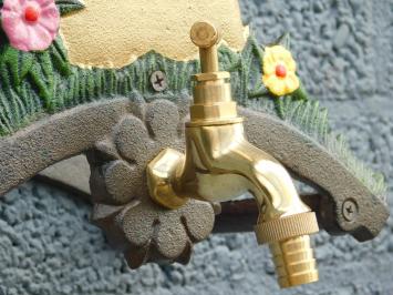 Frog - Gartenschlauchhalter aus Gusseisen - mit Wasserhahn