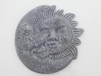 Wanddekoration aus Kunststein – Sonne und Mond – grau
